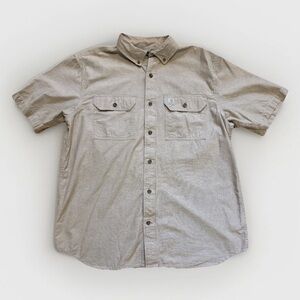 Carhartt Men's Short-Sleeve Button-Down Work Shirt Tan Beige Cotton Relaxed Fit